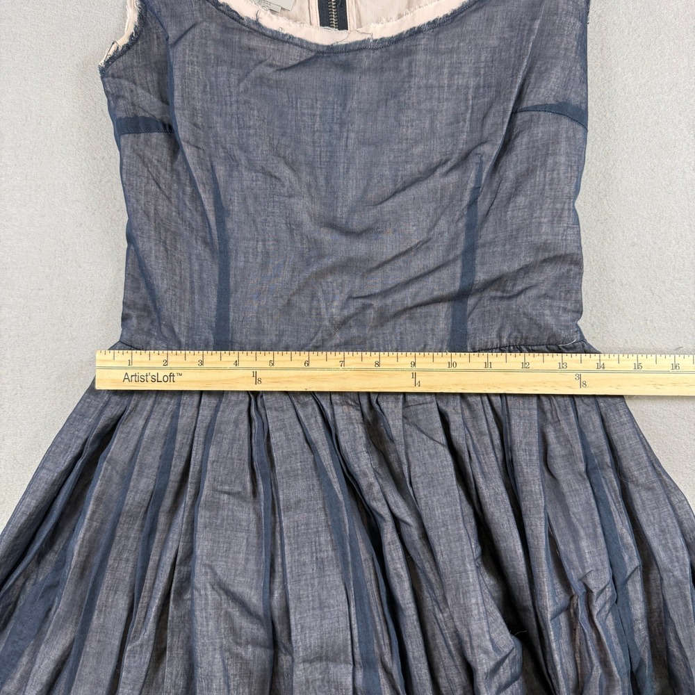 Prada Dress Women Navy Fits Small Sport Chambray Pleated Sleeveless Raw Hem Y2K - Picture 6 of 12